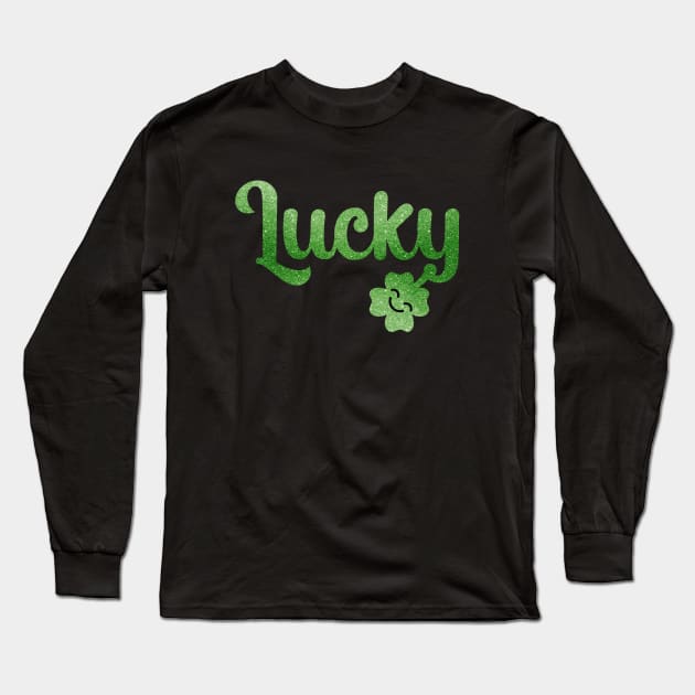 Lucky Irish with Cute Four Leaf Clover Long Sleeve T-Shirt by VicEllisArt